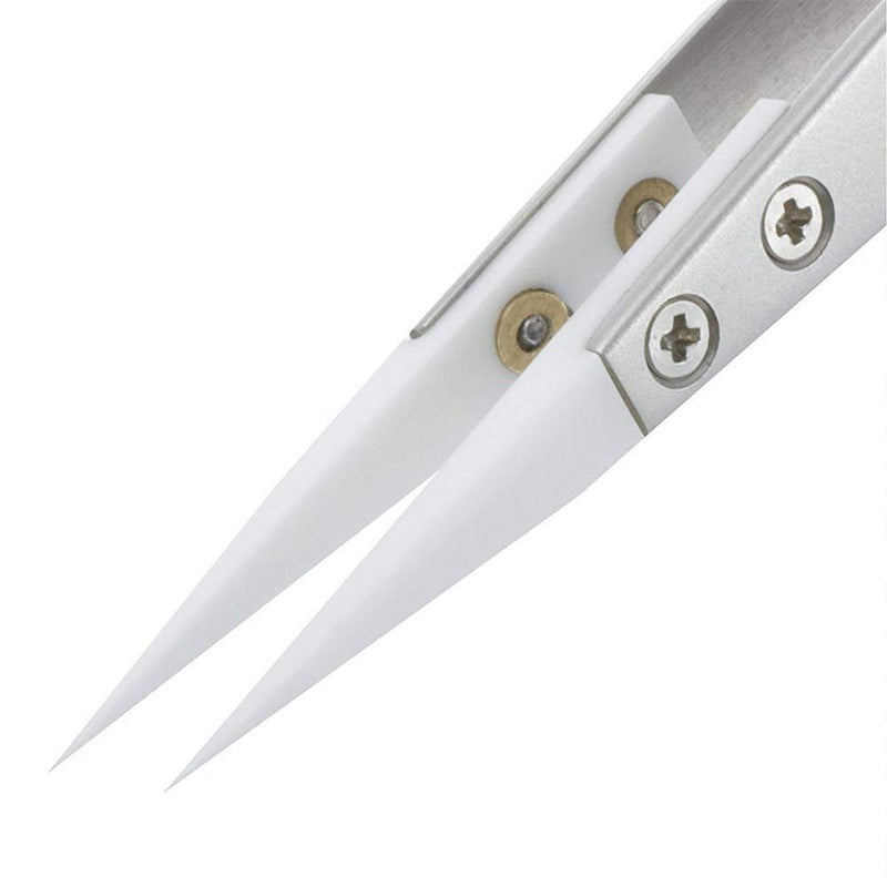 FLYINGSEA Stainless Steel Ceramic Tweezers, Antimagnetic, High Temperature Resistant, Non-Conductive, 3000 Degrees - Image 3